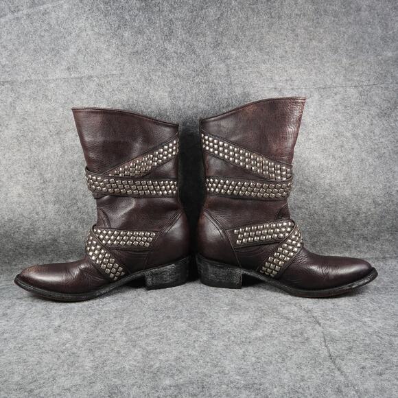 Old Gringo Boots Womens 6 Moto Western Queentia Short Leather Stud Biker Pull On - Picture 11 of 16